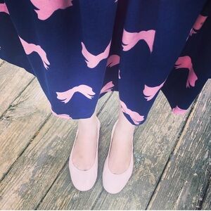 LuLaRoe Blue and Pink Midi A-Line Madison Skirt S